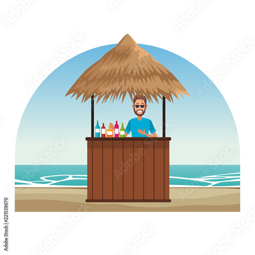 Peoplea at beach kiosk