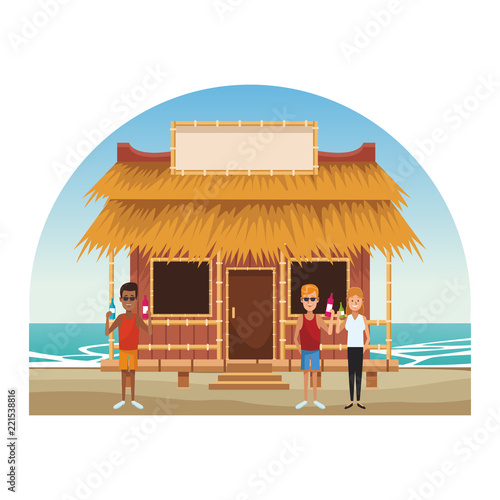 Peoplea at beach kiosk