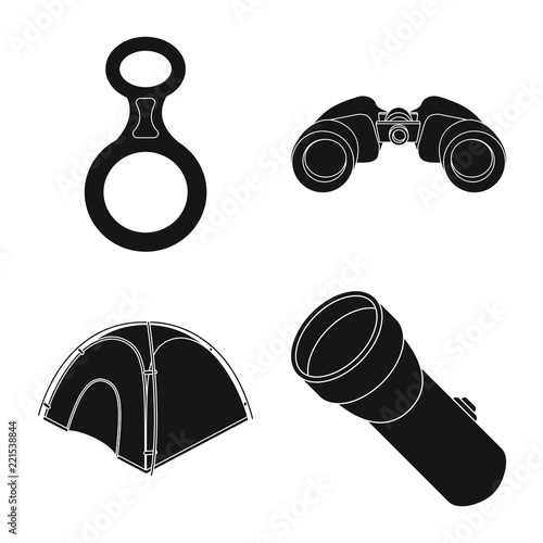Vector illustration of alpinism and peak logo. Collection of alpinism and camp vector icon for stock.