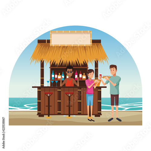 Peoplea at beach kiosk