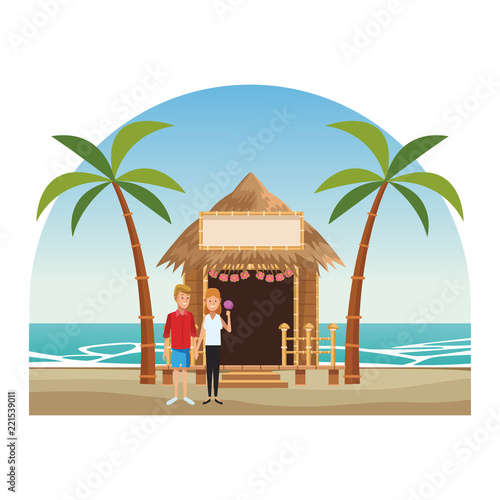 Peoplea at beach kiosk