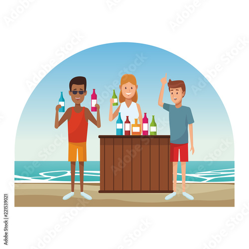 Peoplea at beach kiosk
