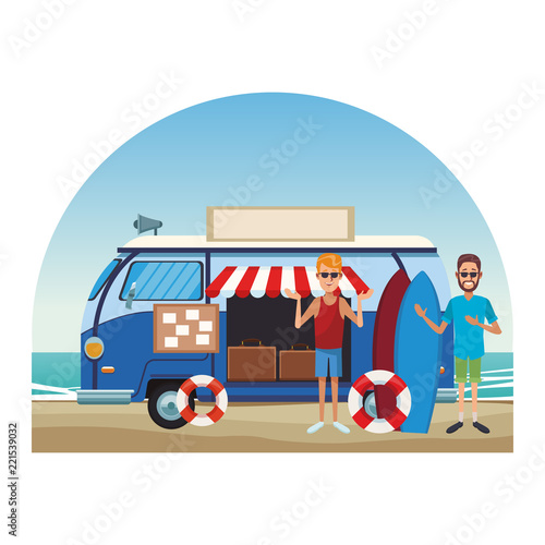 People and van store