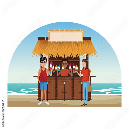 Peoplea at beach kiosk