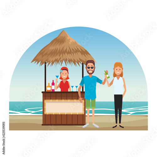 Peoplea at beach kiosk