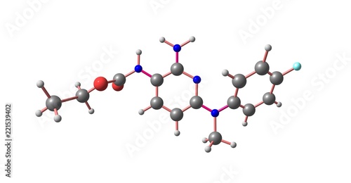 Molecular structure of flupirtine isolated on white photo