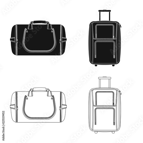 Vector design of suitcase and baggage symbol. Set of suitcase and journey stock vector illustration.