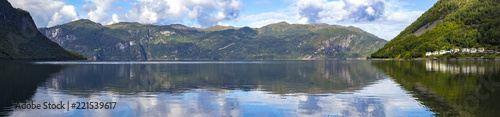 View of the typical norwegian fjord landscape