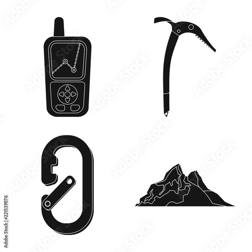 Vector design of alpinism and peak icon. Collection of alpinism and camp stock vector illustration.