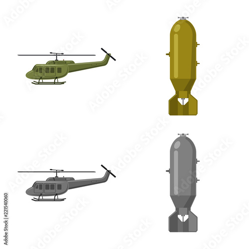 Vector illustration of weapon and gun logo. Collection of weapon and army vector icon for stock.