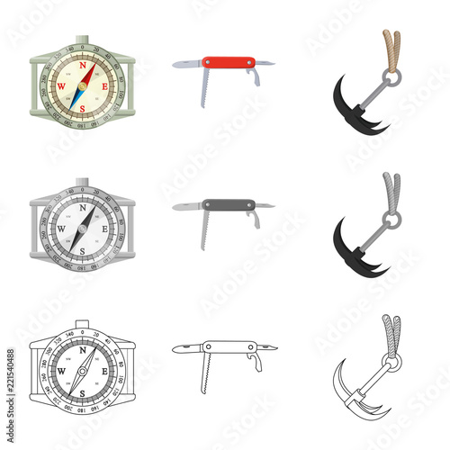 Isolated object of alpinism and peak sign. Set of alpinism and camp vector icon for stock.
