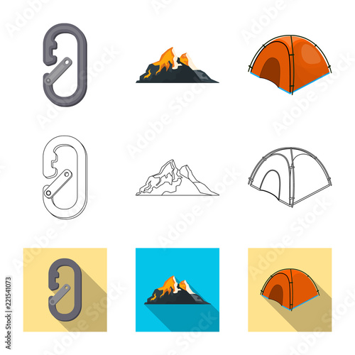Isolated object of alpinism and peak logo. Set of alpinism and camp vector icon for stock.