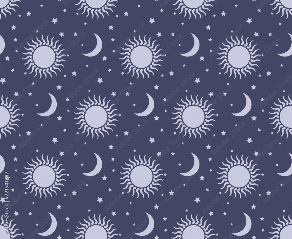 Seamless background with the sun and the moon.
Seamless background with the sun and the moon.