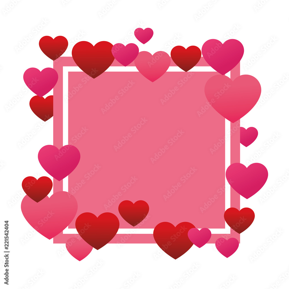 Romantic frame with hearts