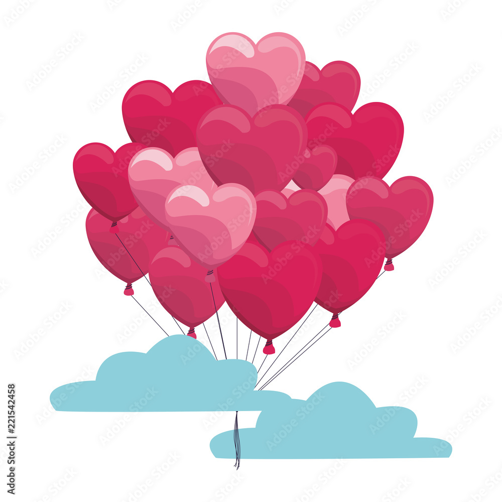 Heart balloons in the sky