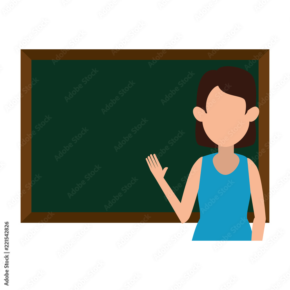 woman teaching with chalkboard character woman teaching with chalkboard character