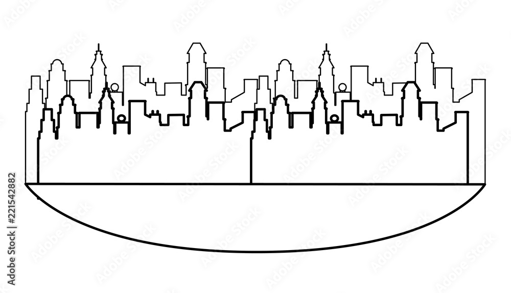 Obraz premium Cityscape scenery cartoon in black and white