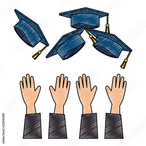 throwing hands graduation hats