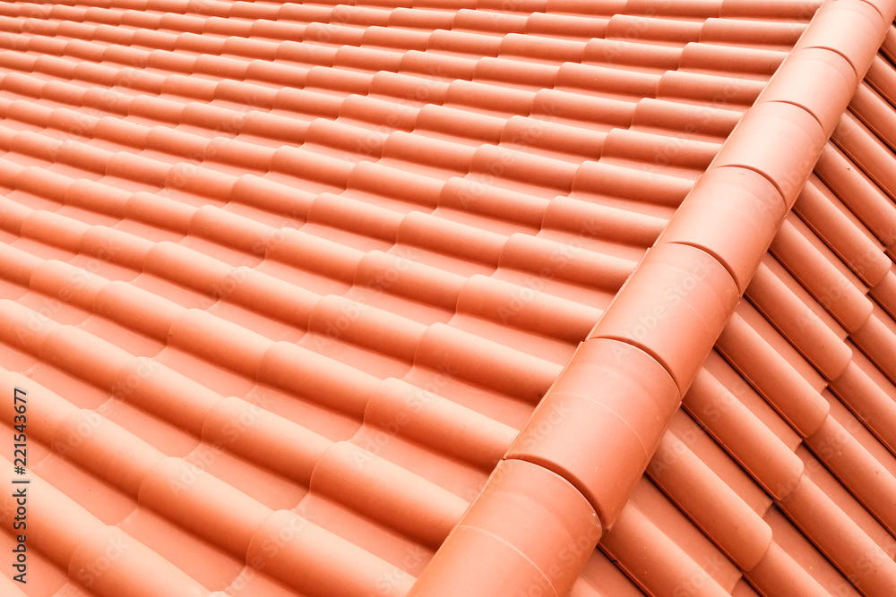 Closeup of new red color clay ceramic roof Closeup of new red color clay ceramic roof