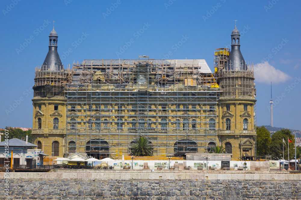 Historical restoration building of Haydarpasa Railway Station, Asian side of Istanbul. Istanbul ferry and Haydarpasa railway station.