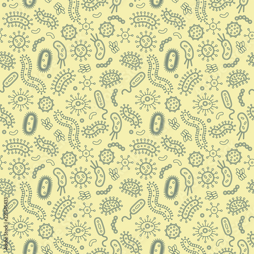 Germs / Bacteria - vector illustration - yellow germs in a repeat pattern
