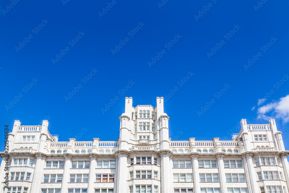 White Victorian style building along Georges Dock in  Liverpool, UK