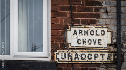 Street sign Arnold Crove, Liverpool, UK. The Beatles guitarist George Harrison lived in this street during his childhood until 1950.