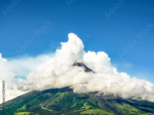 Landscape with a view of the volcano in Indonesia. 