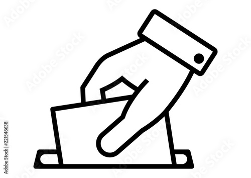 gz170 GrafikZeichnung - german - Abstimmung: Politik / Stimmzettel in Wahlurne einwerfen - english - vote: policy / voter is throwing ballot in ballot box - A3 A4 A5 - xxl g6569