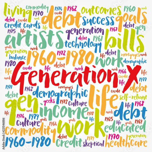 Generation X Word Cloud Concept collage background