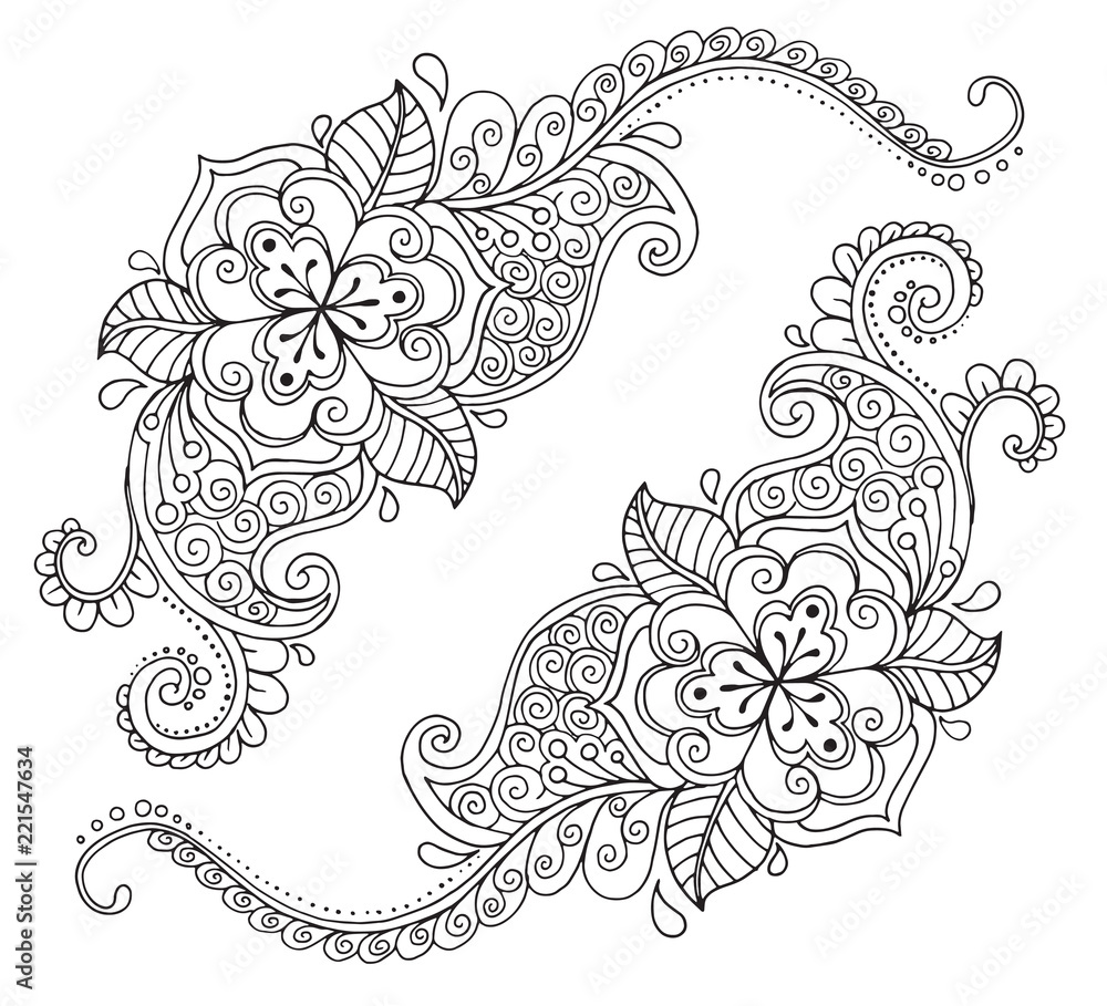 Floral ornament in the style of mehendi