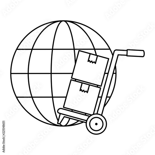 sphere planet with delivery cart