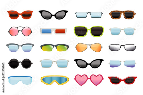 Set of different sun glasses