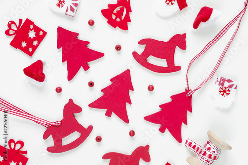 Flat lay Christmas composition