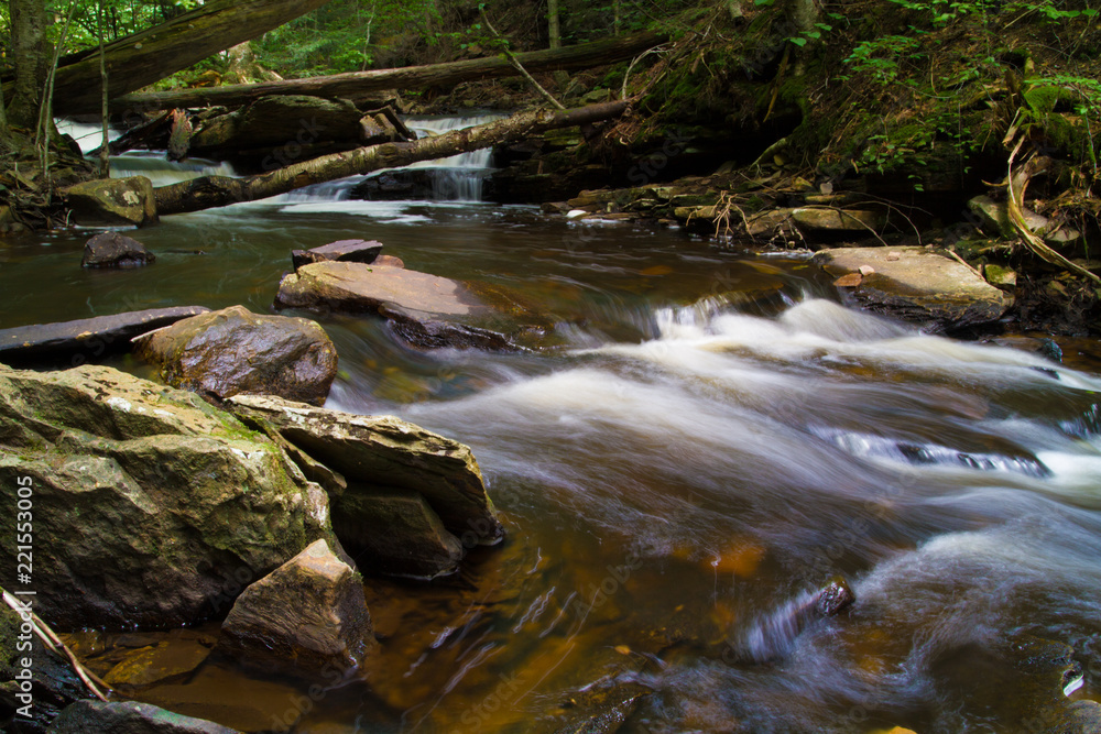 Waterfall Flowing Through Timberland In Pennsylvania Gorge Waterfall Flowing Through Timberland In Pennsylvania Gorge