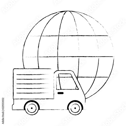 sphere planet with truck