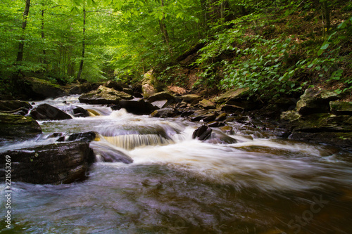 Fototapeta Naklejka Na Ścianę i Meble -  Waterfall Flowing Through Timberland In Pennsylvania Gorge