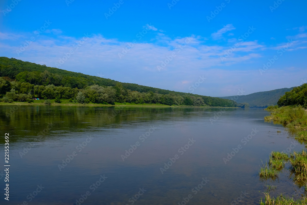 The mountain river. River Dniester, Ukraine