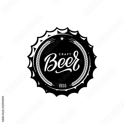 Beer Cap White. For Pub, Bar. Vector Illustration.