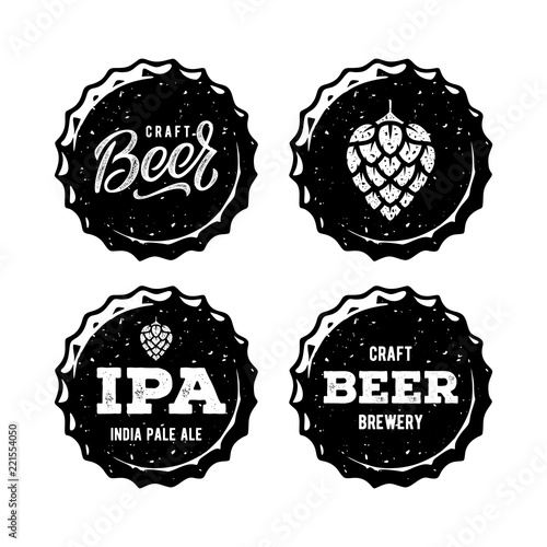 Set Beer Cap White For Beer House. Vector illustration