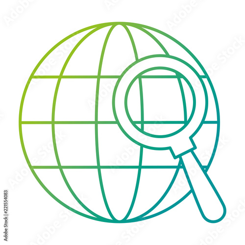 sphere planet with magnifying glass