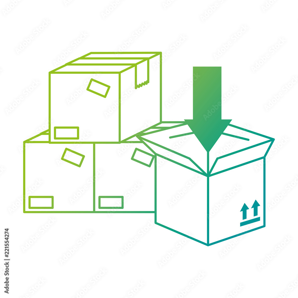 pile packing boxes carton with arrow pile packing boxes carton with arrow