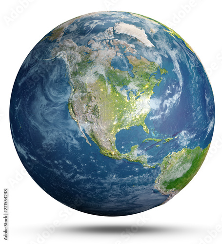 Planet Earth on white. 3d rendering
