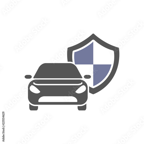 Protect car guard shield. Safety badge vehicle icon. Privacy automobile banner shield. Security auto label. Defense motor car. Defense safeguard shield motor vehicle. Car alarm system.