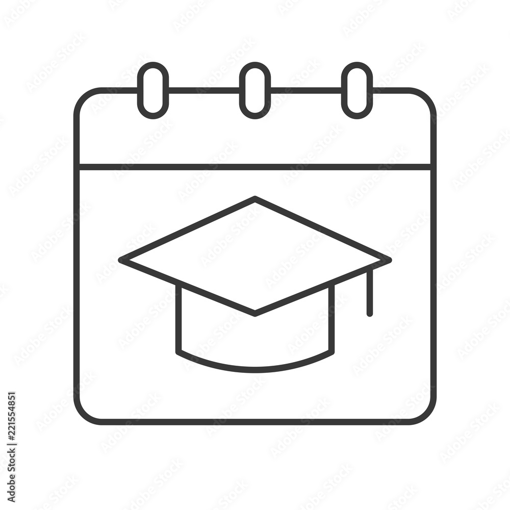 square academic cap on calendar, education concept icon square academic cap on calendar, education concept icon