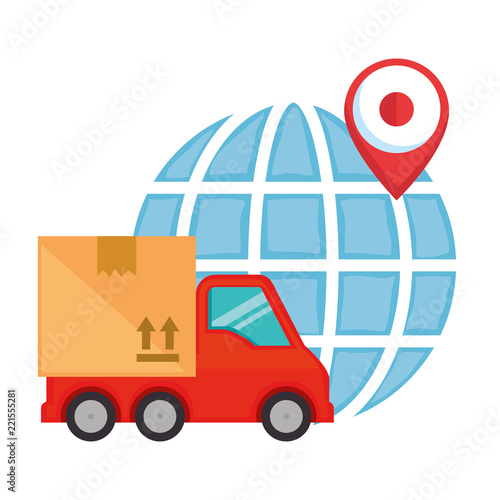 sphere planet with truck
