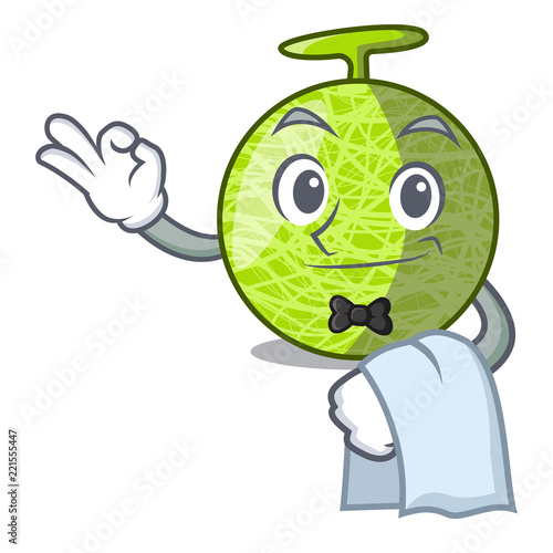 Waiter cartoon melon sweet fruit in the market