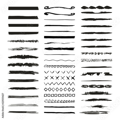 Grunge freehand lines and dividers. Borders. Vector illustration. Isolated.
