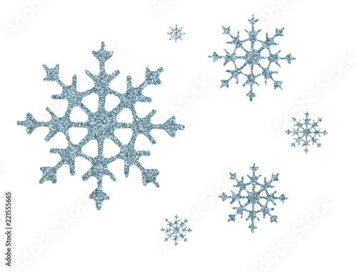 Silver blue glitter snowfla...