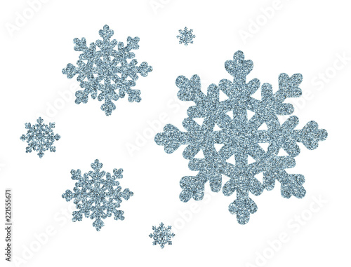 Silver blue glitter snowfla...